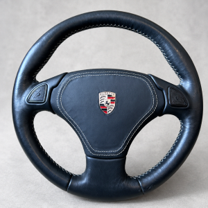 Porsche 996 three-spoke leather steering wheel with airbag